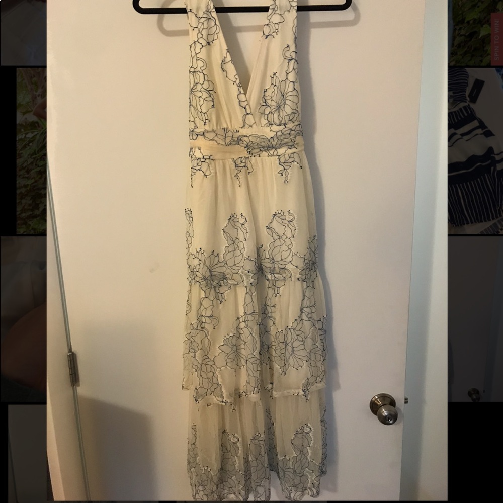 Lulus cream lace tiered midi dress
